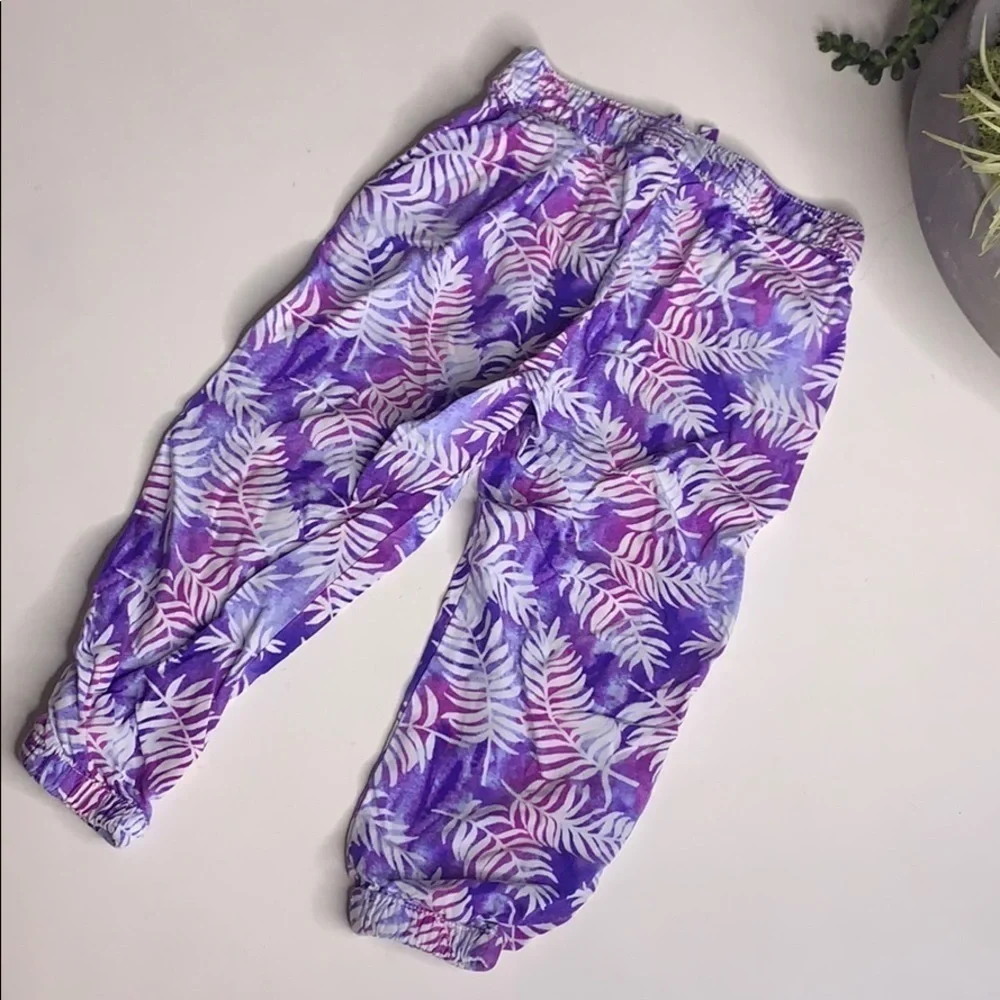 OshKosh B’Gosh watercolor palm print lounge pants purple toolset 2T